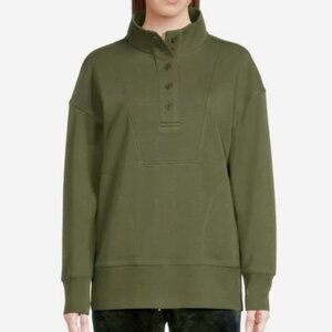 Time and Tru Women's Long Sleeve Olive Green Placket Pullover size S (4-6)
